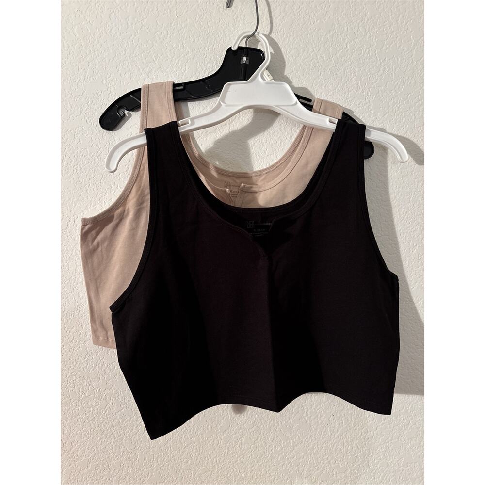 Women’s 2 Pack Notch Nik Tank Top NWT XL Black And Beige